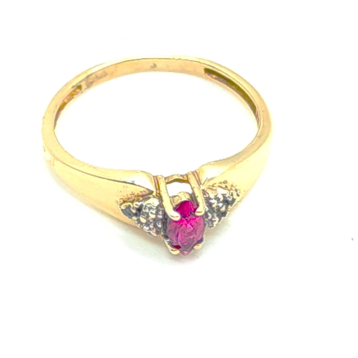 10k Marquis Ruby &amp; Diamond Ring Size: 7