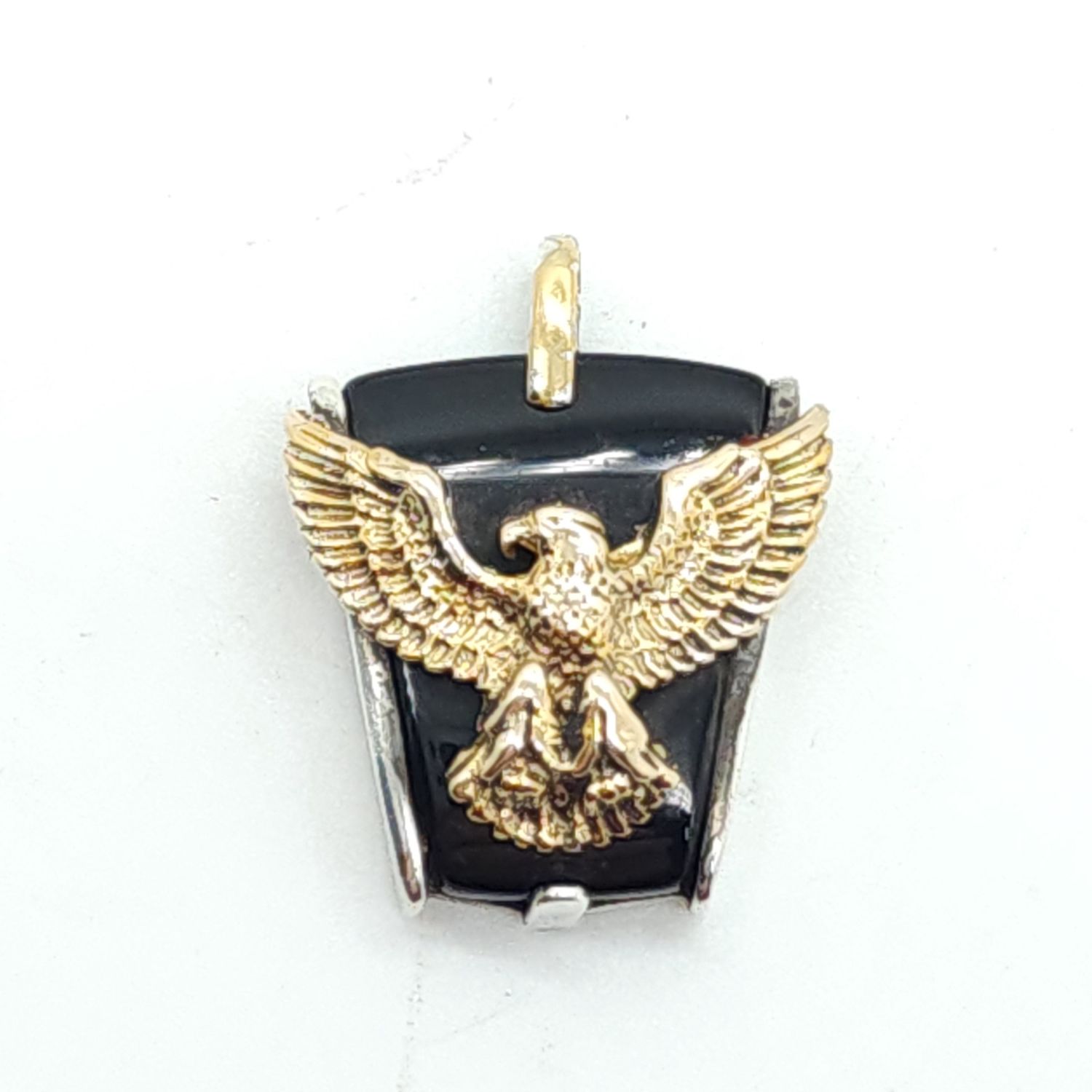 10k Eagle on Black Onyx set in Sterling Silver Pendant