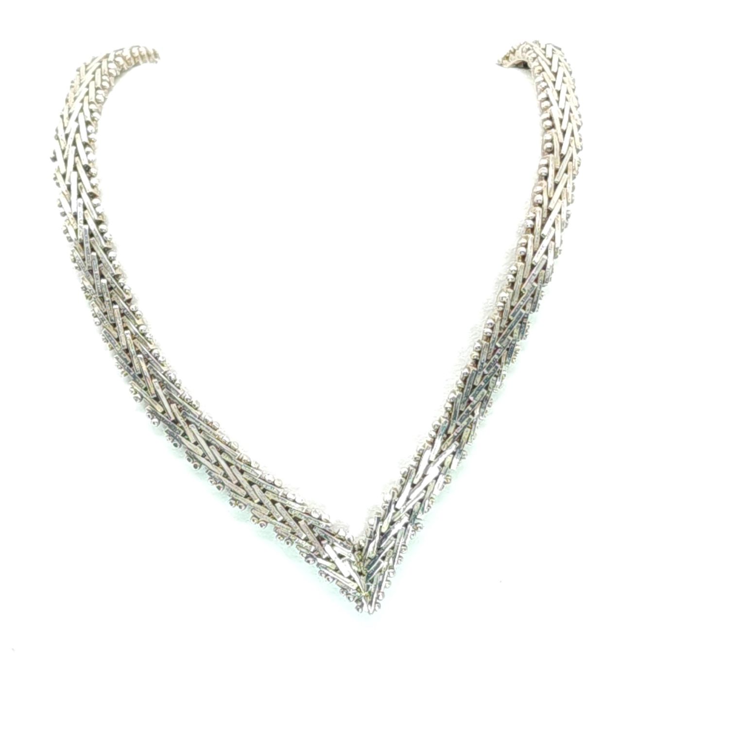 Sterling Silver V- Shape Herringbone Necklace Size: 16&quot;