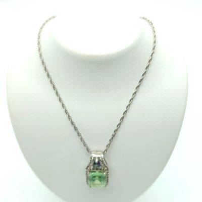 Sterling Silver Rope Chain w/ Light Green Topaz &amp; Mystic Sapphire Size: 18.5"