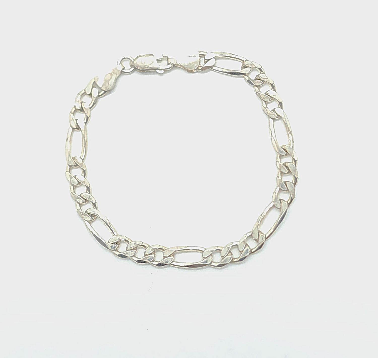 Sterling Silver Figaro Bracelet Size: 7&quot;