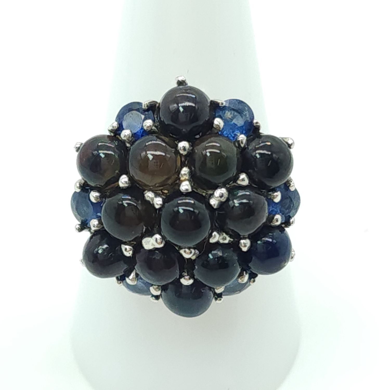 Sterling Silver Sapphire Cluster Ring Size: 8.5