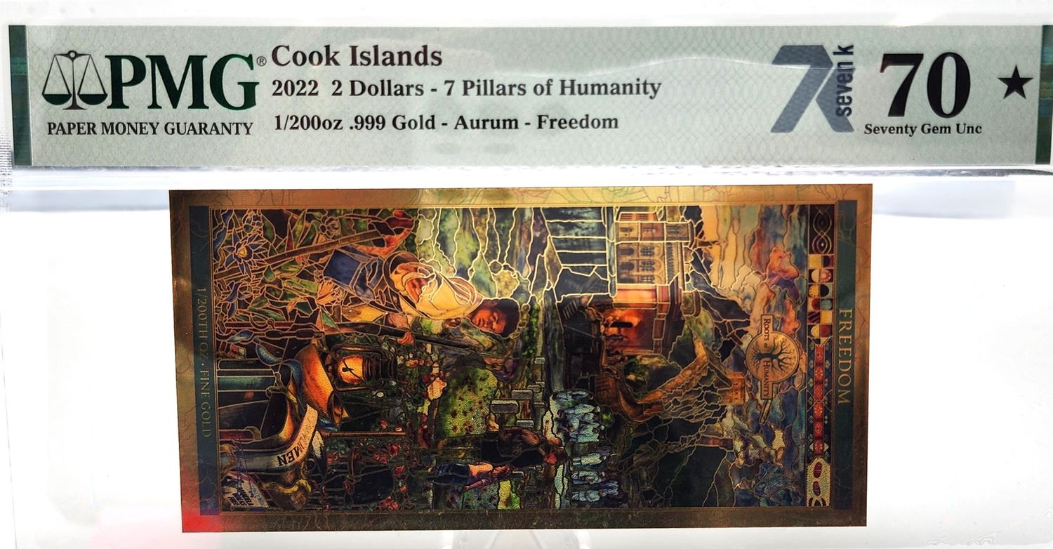 2022 2 Dollars  Cook Islands 1/200oz .999 Gold - Aurum - Freedom