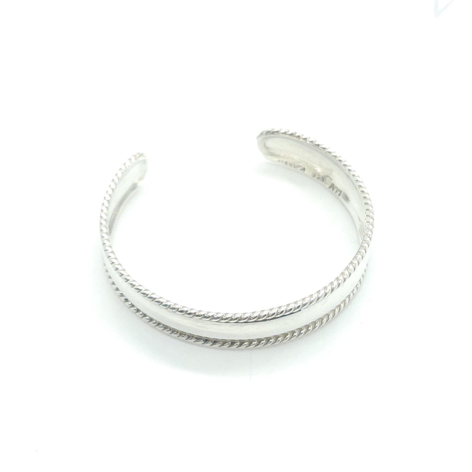 Sterling Silver Mexico 3/4 Cuff w/ Rope  Accent