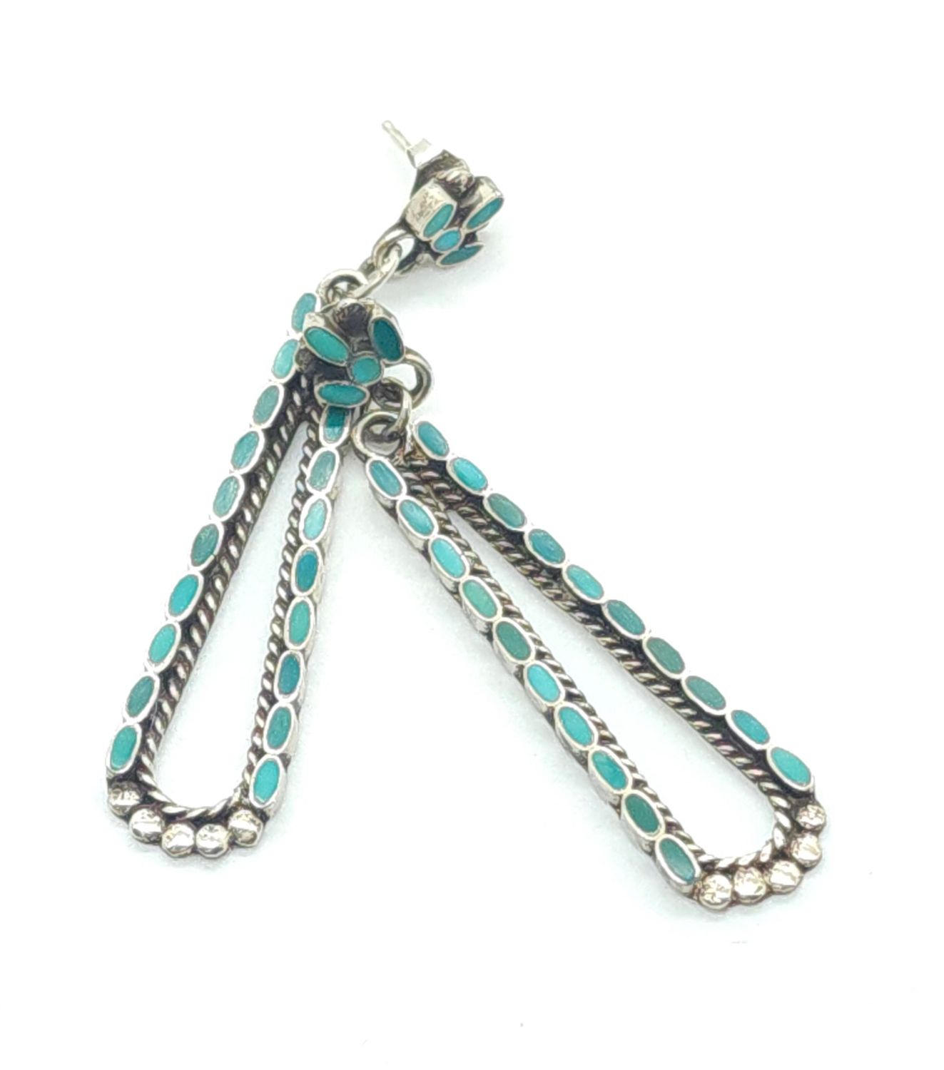 Sterling Silver Native American Turquoise Teardrop Earrings