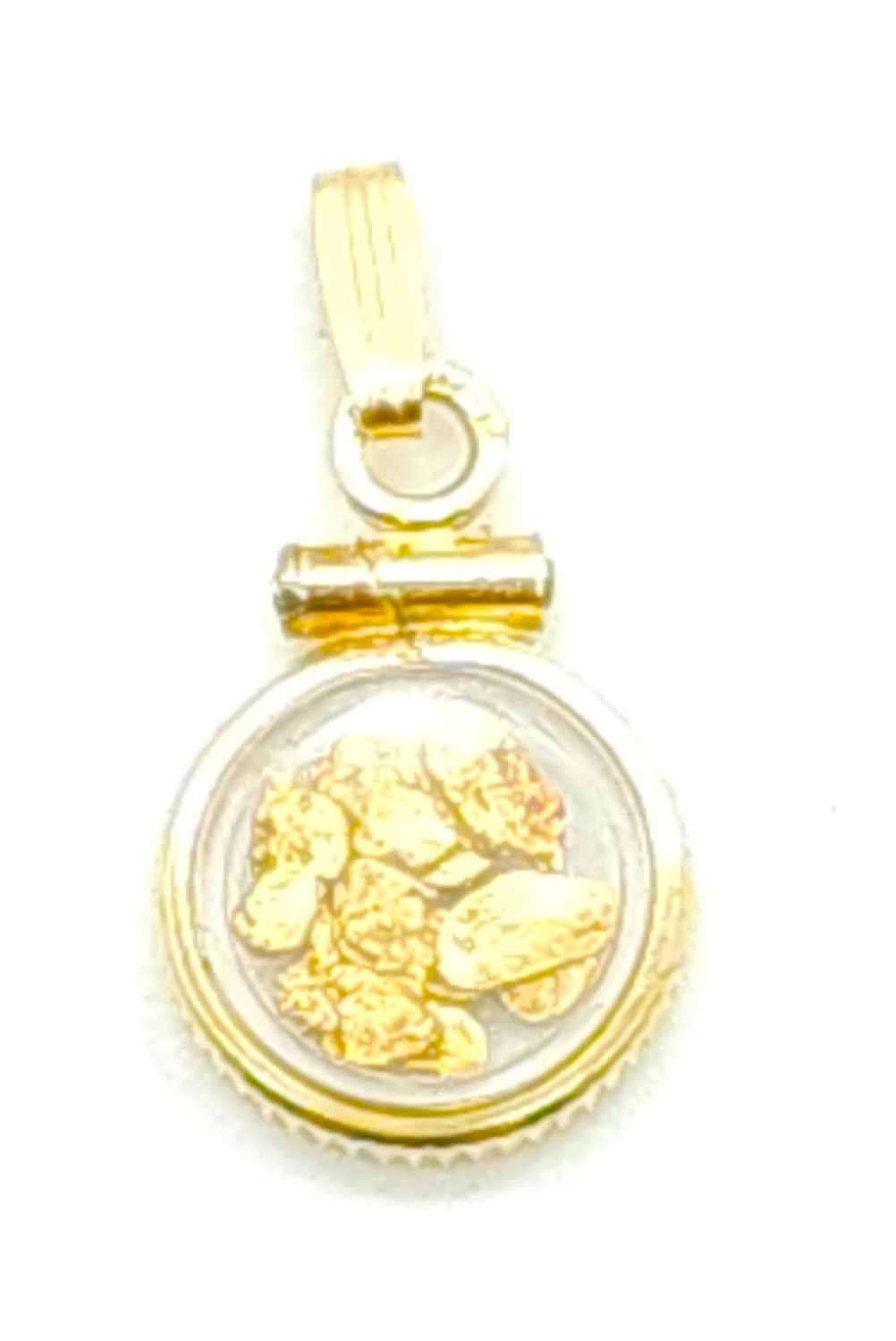 Raw Gold Flake in 14k Gold Bezel Pendant.