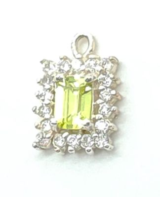 Sterling Silver Emerald Cut Peridot Pendant