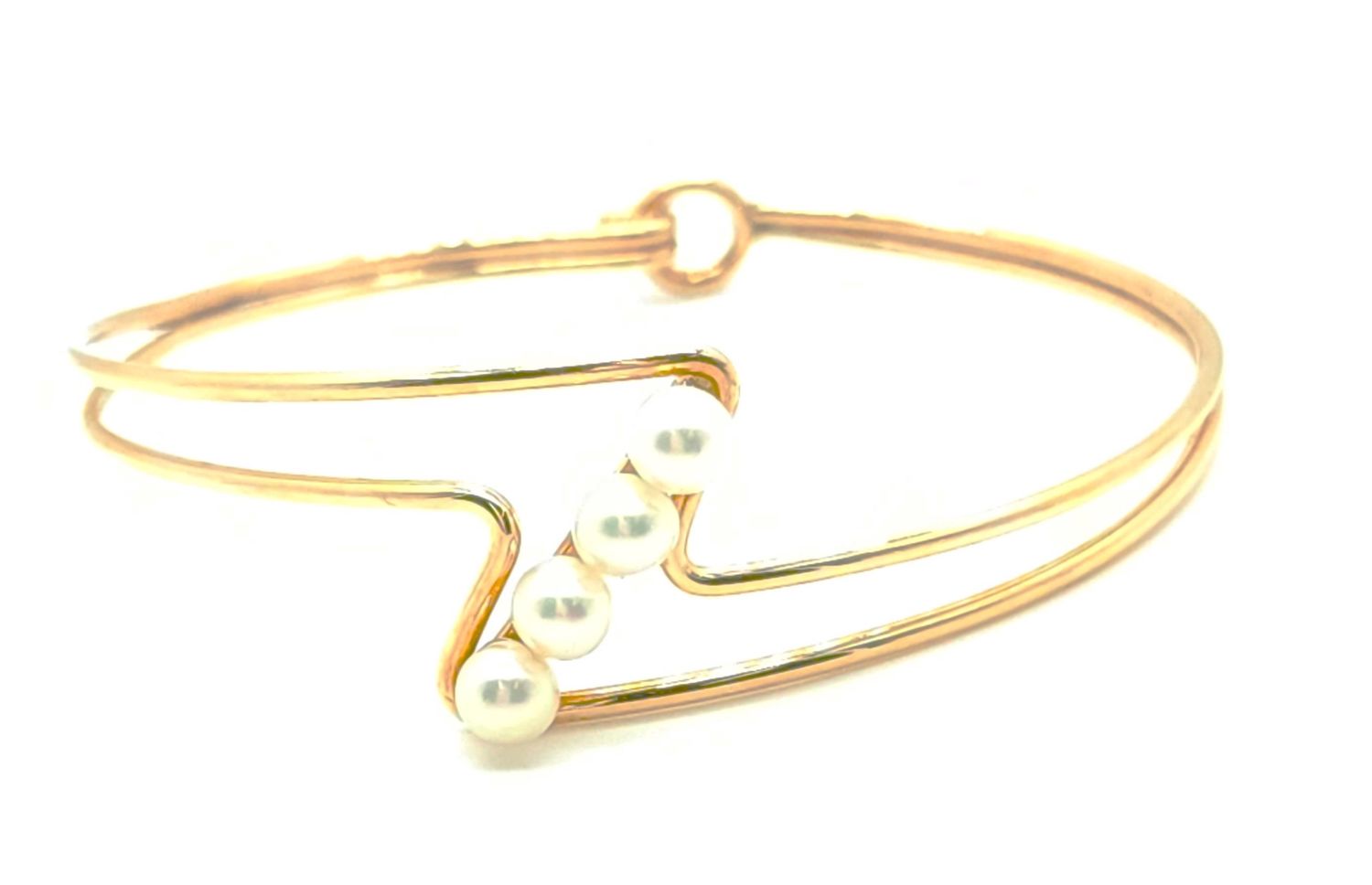 Vintage Krementz 14k Rolled Gold Pearl Cuff