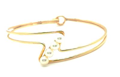 Vintage Krementz 14k Rolled Gold Pearl Cuff