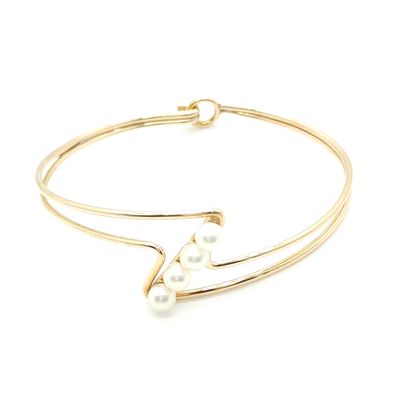 Vintage Krementz 14k Rolled Gold Pearl Cuff