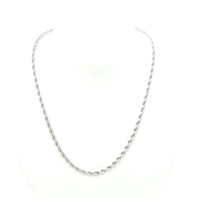 10k White Gold Rope Chain Size: 18"