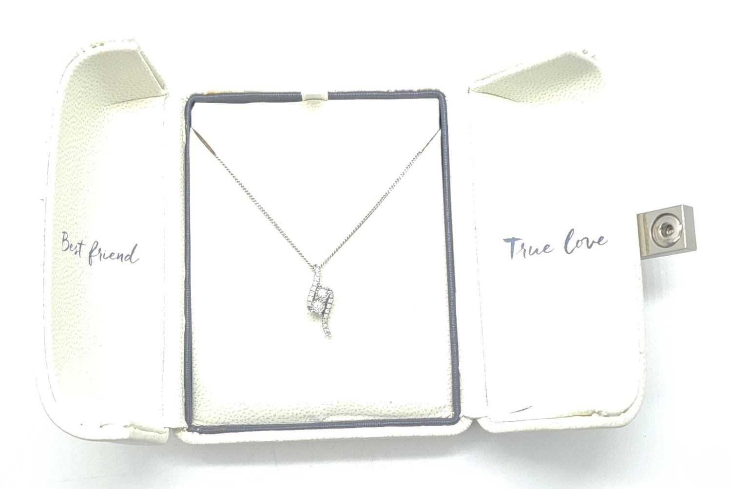 14k White Gold 1-1/2 ct Diamond Ever Us Pendant on 14k White Gold Curb Chain Size: 16-19&quot;
