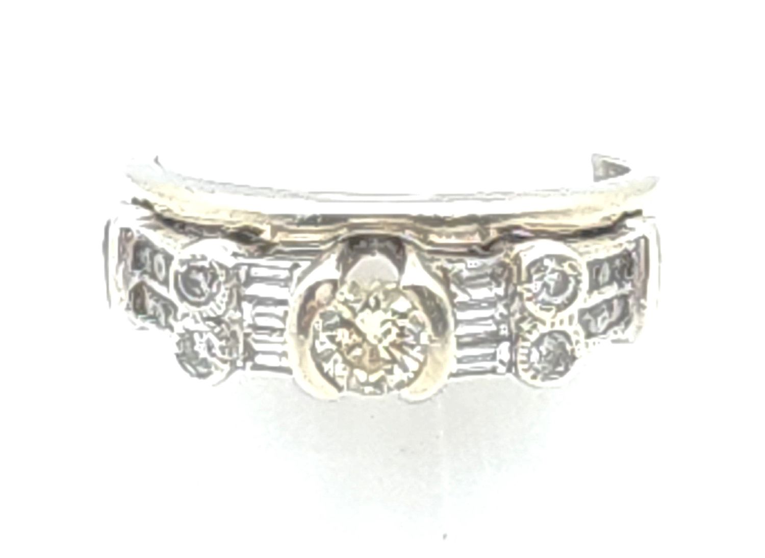14k White Gold Diamond Wedding Set Size: 7