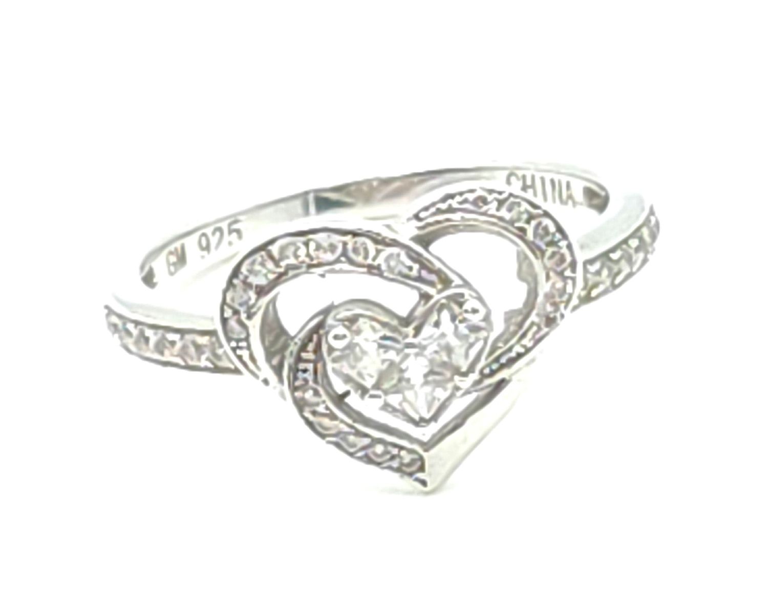 Sterling Silver Heart Swirl Ring Size: 6