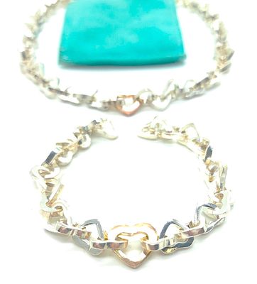 FAUX T&amp;Co Heart Link Necklace &amp; Bracelet Set