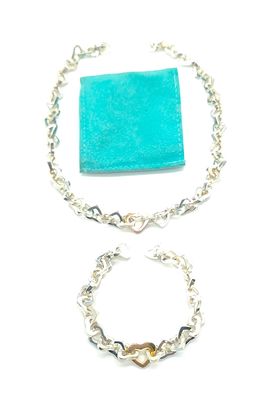 FAUX T&amp;Co Heart Link Necklace &amp; Bracelet Set