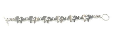 Sterling Silver Elephant Link Bracelet Size: 7&quot;