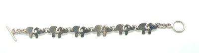 Sterling Silver Elephant Link Bracelet Size: 7"