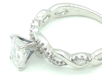 14k White Gold Lab Emerald Cut Twisting Eternity Diamond Ring Size: 7