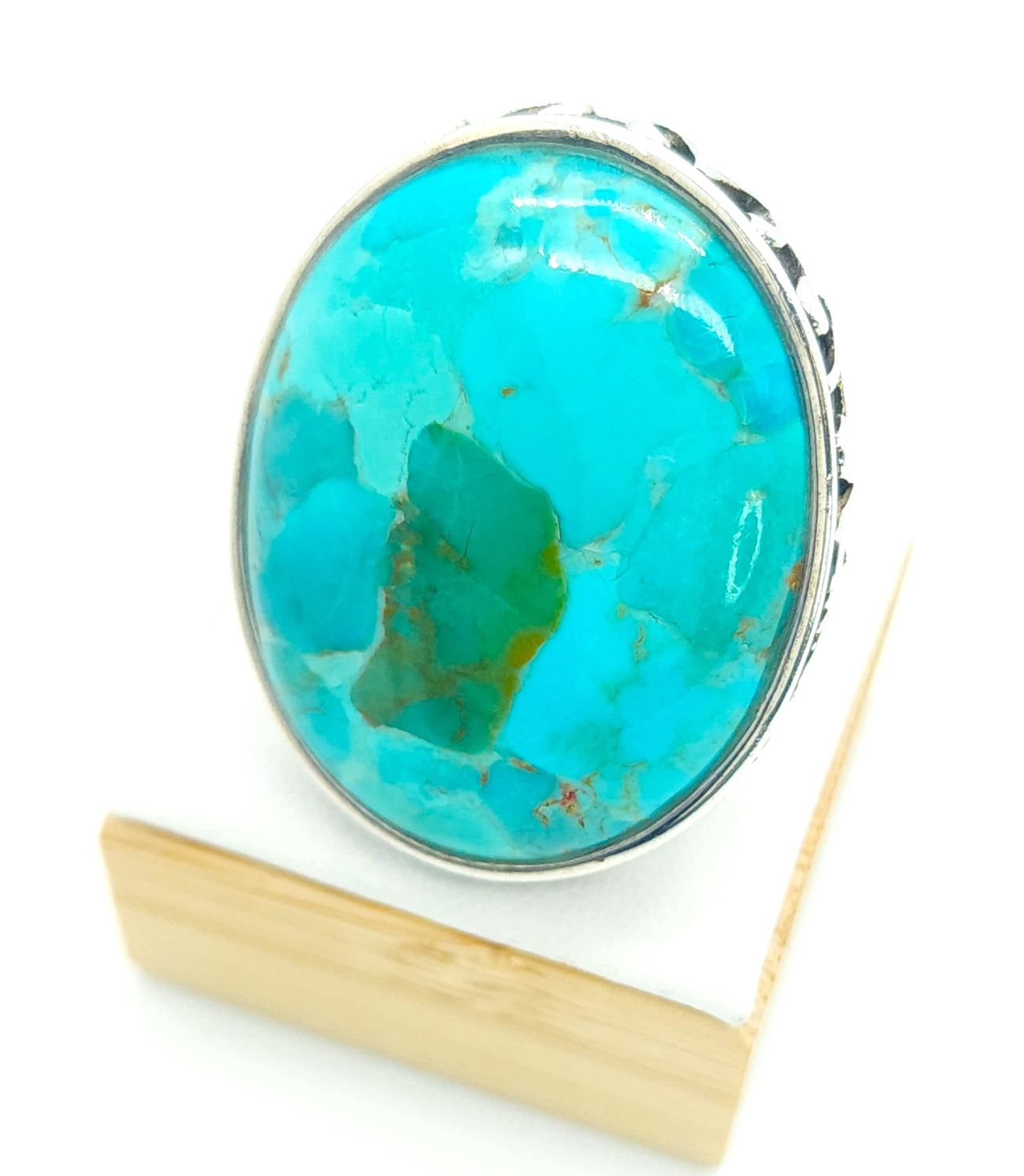 Sterling Silver Turquoise Statement Ring Size: 10
