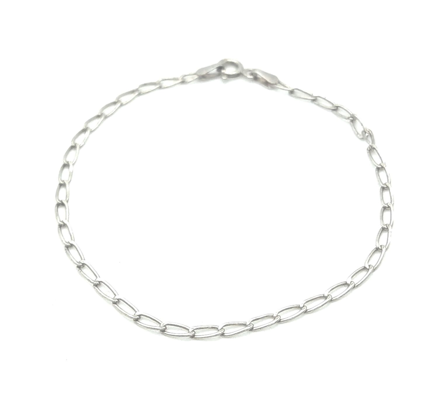 Sterling Silver Oval Curb Link Bracelet Size: 7.5&quot;