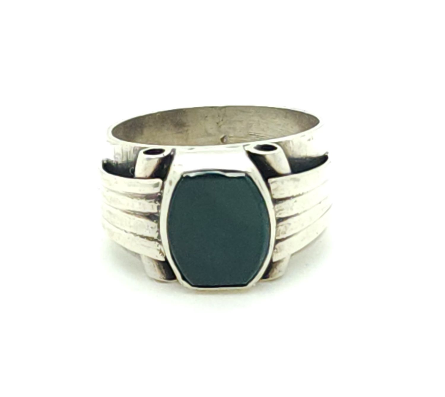 Sterling Silver Green Malachite Ring Size: 9.5