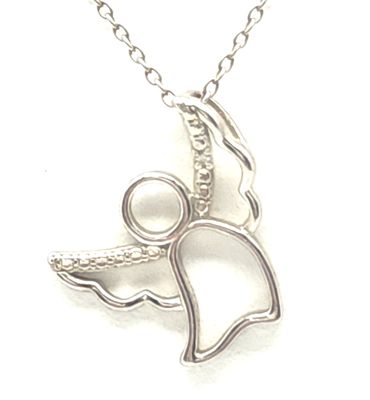 Sterling Silver Angel Pendant on Sterling Silver Necklace Size: 18.5"