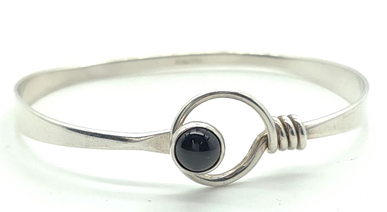 Sterling Silver Black Onyx Bangle Bracelet