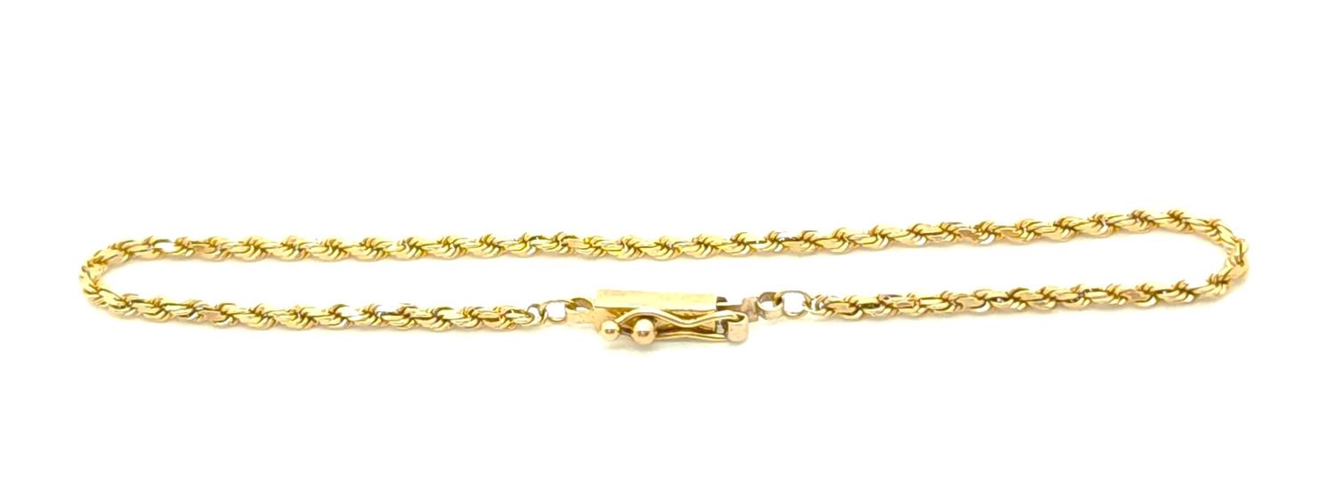 14k Gold Rope Bracelet Size: 7.5&quot;