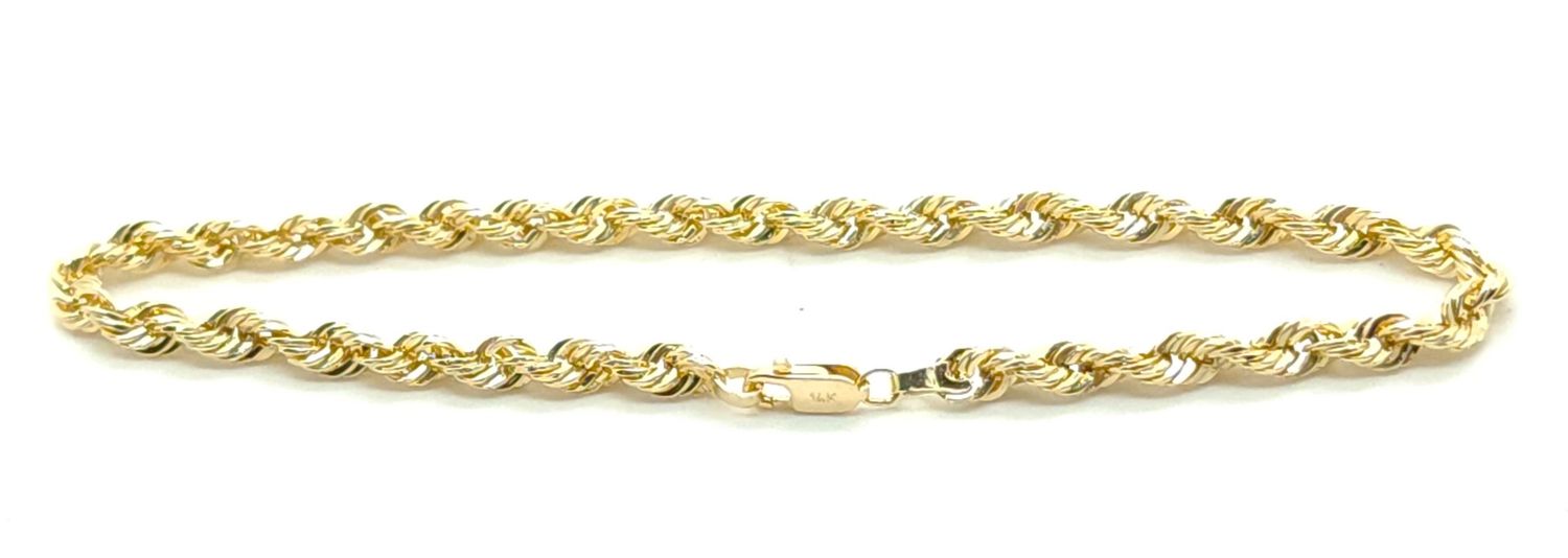 14k Hollow Rope Bracelet Size: 8&quot;