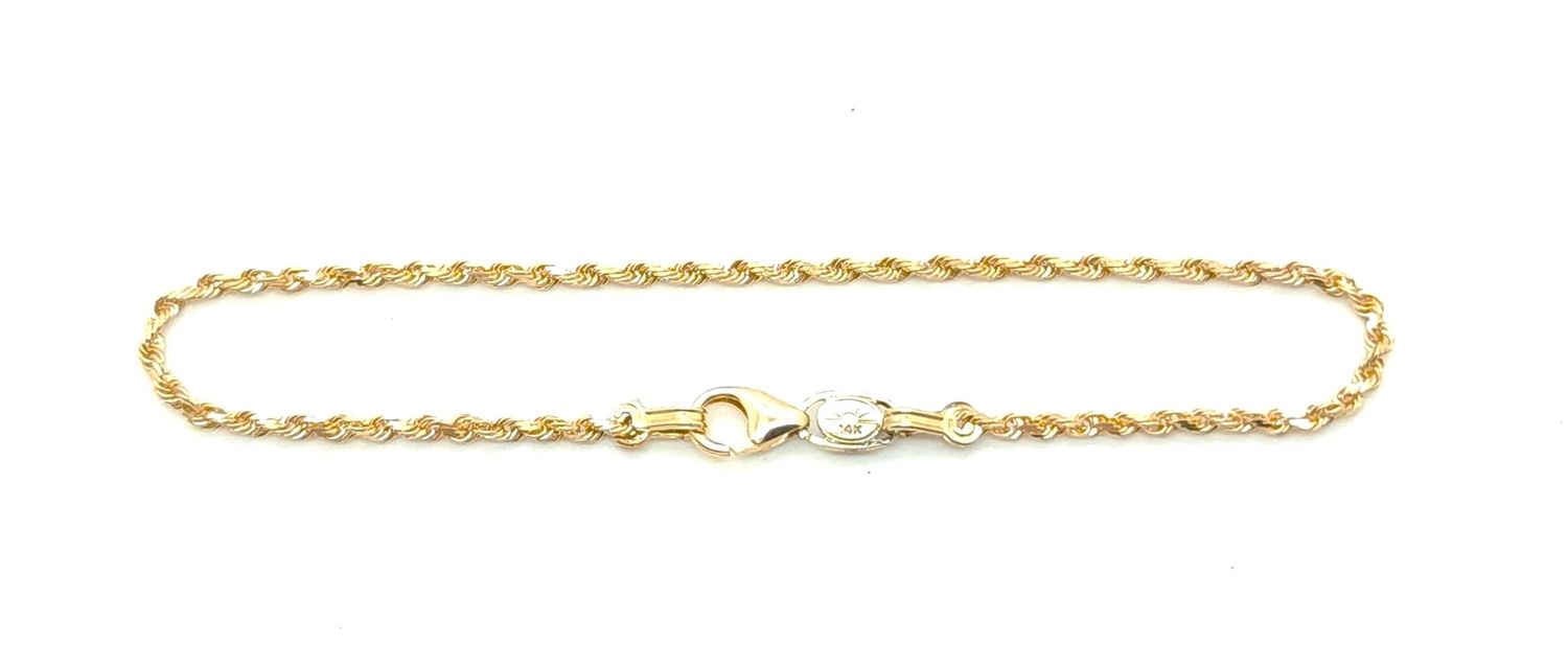 14k Gold Rope Bracelet Size: 7&quot;