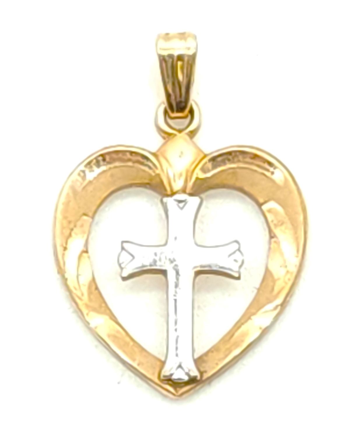 14k GF Heart Cross Pendant