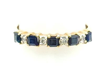 10k Sapphire &amp; Diamond Ring Size: 7.5