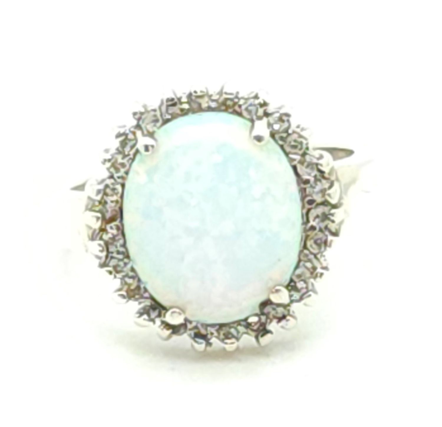 Sterling Silver Opal Ring Size: 6