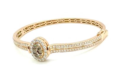 14k Rose Gold Flip Diamond/Chocolate Diamond Bangle Bracelet