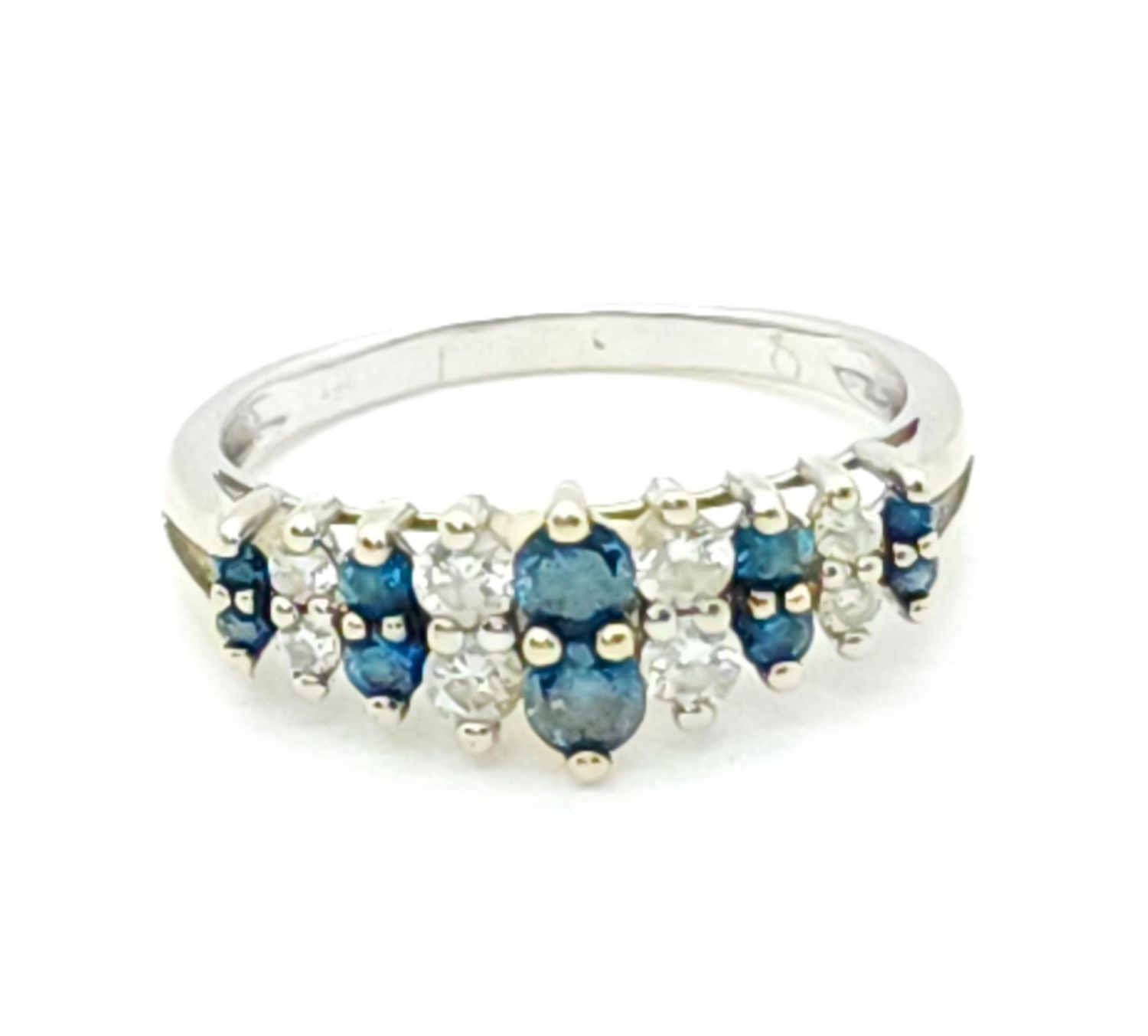 14k White Gold Turquoise &amp; White Diamond Ring Size: 9.5