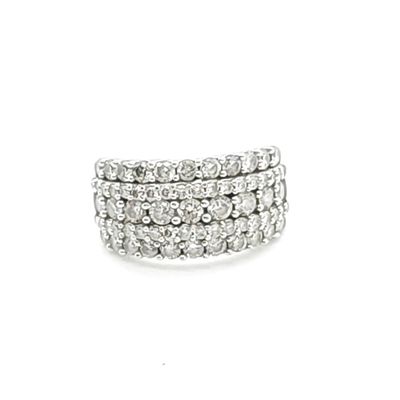 10k White Gold 5 Row Moissanite Ring Size: 6.5