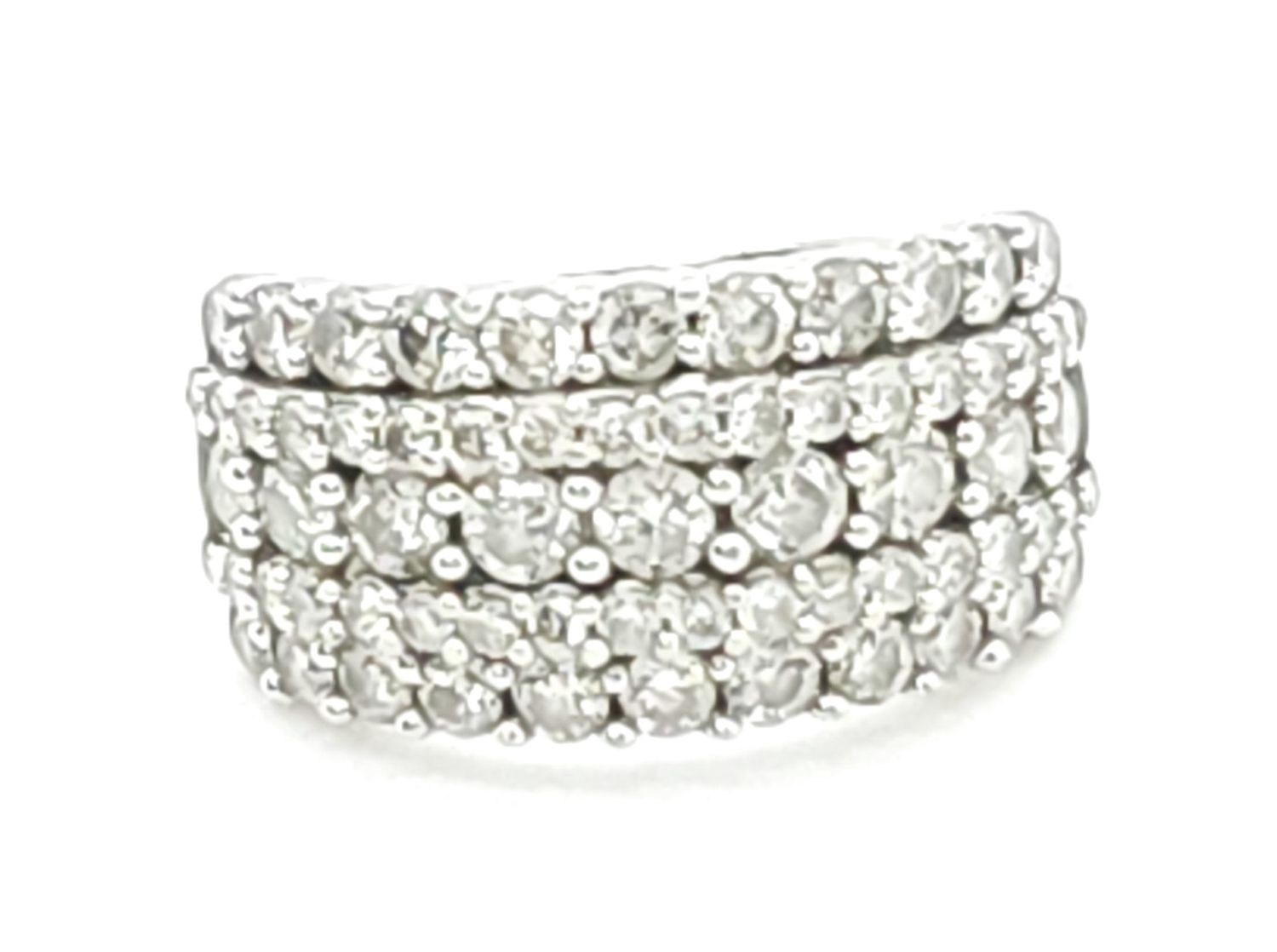 10k White Gold 5 Row Moissanite Ring Size: 6.5