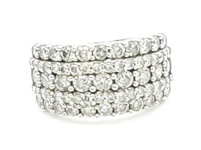 10k White Gold 5 Row Moissanite Ring Size: 6.5