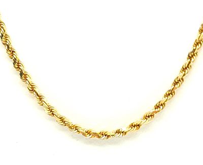 14k Gold Solid Rope Chain Size: 20".