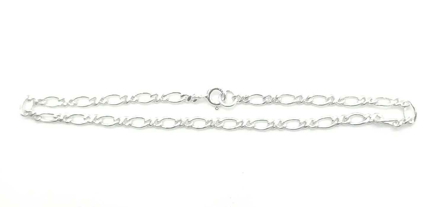 Sterling Silver Figaro Bracelet Size: 7.5&quot;