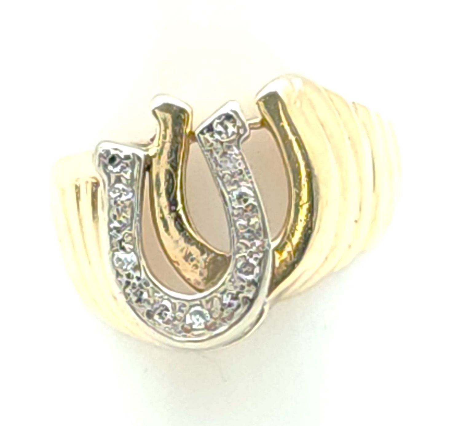 10k Gold &amp; Diamond Horseshoe Ring Size: 9.5