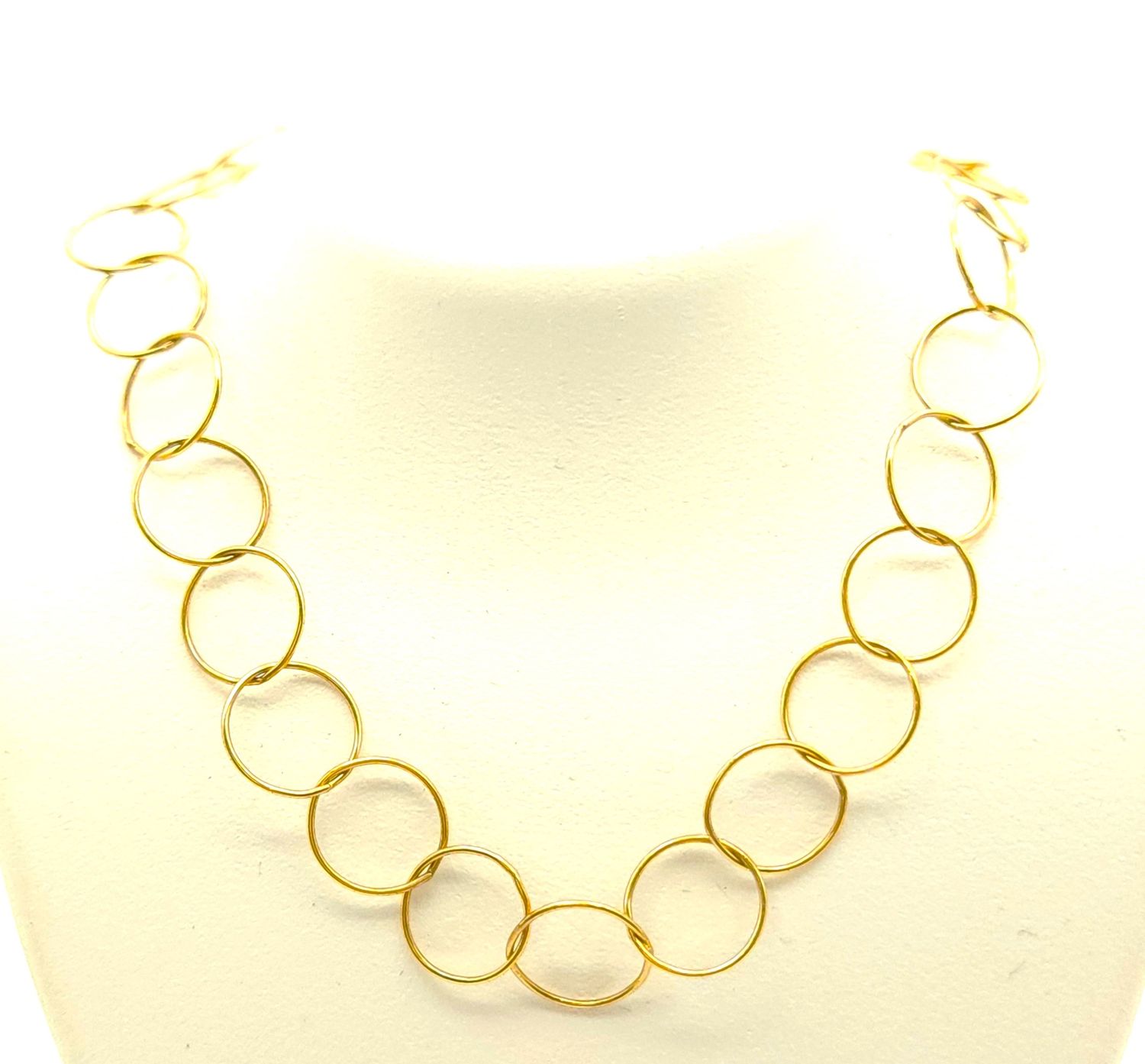 Sterling Silver Goldtone Circle Link Necklace Size: 24&quot;
