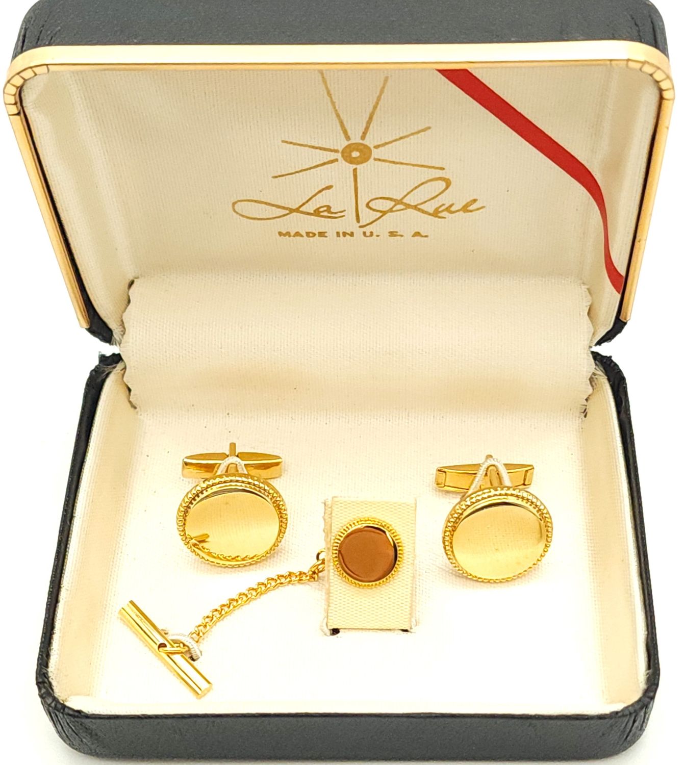 Vintage Gold Plated Cufflinks &amp; Tie Clip