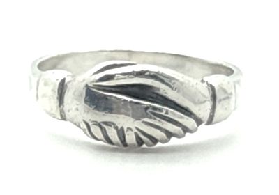 Retired Sterling Silver JA Friendship Handshake Ring Size: 8