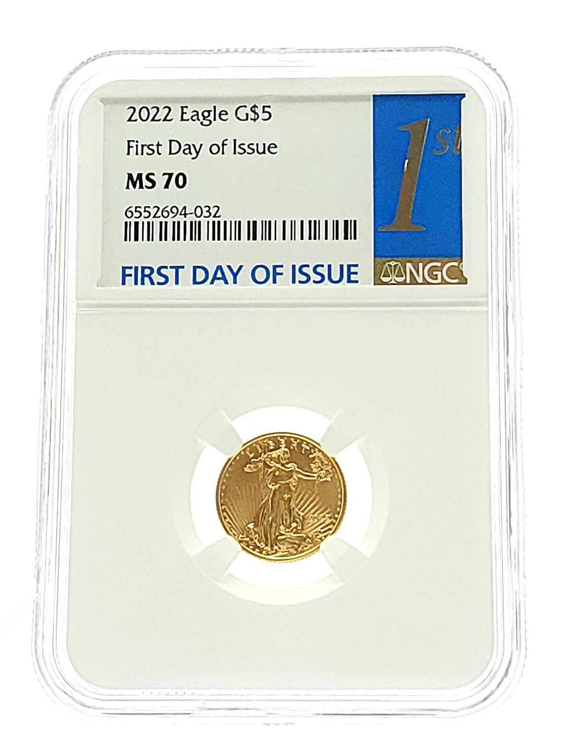 2022 1/10oz American Eagle $5 First Day of Issue Gold Bullion