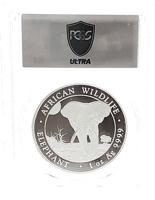 2025 Somalia African Elephant Ag  100 Shillings PCGS MS70 ULTRA