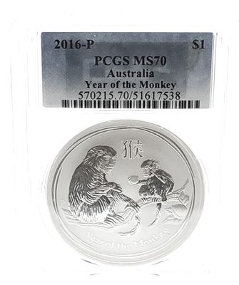 2016-P Australia $1 Year of the Monkey 1oz PCGS MS70
