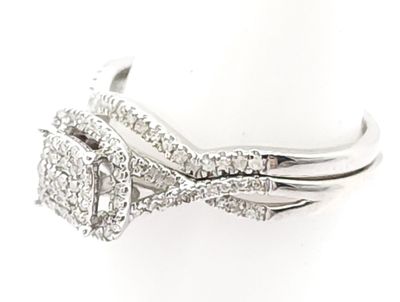 10k White Gold Diamond Halo Cluster Set Size:  6