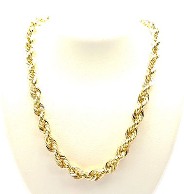 10k Gold Hollow Rope Necklace Size: 22&quot;